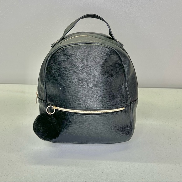 H&M Bags Hm Black Vegan Leather Mini Backpack Purse With Gold